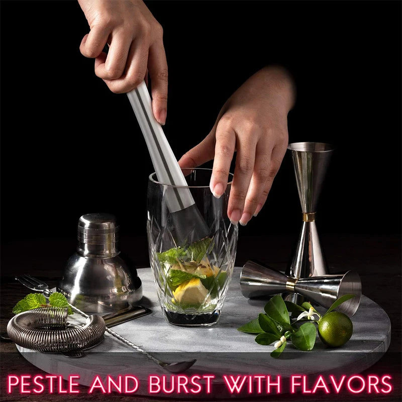 Professional Bar Stainless Steel Cocktail Muddler and Mixing Spoon