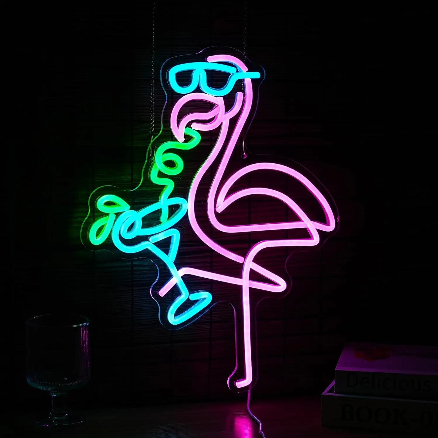 Bartender Black Flamingo LED Neon Sign