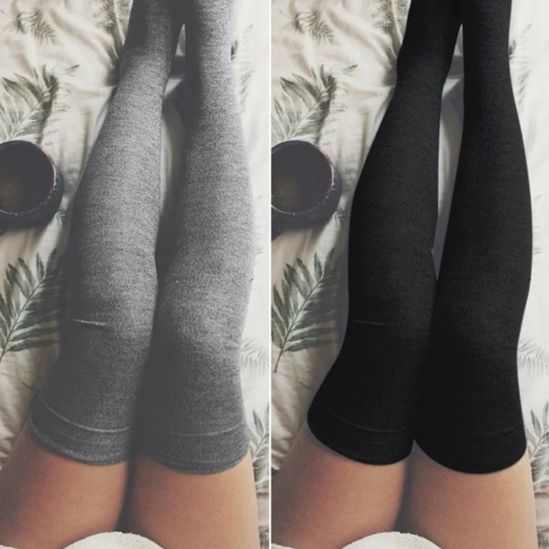 Sexy Soild Color Long Socks Women Over Knee Thigh High