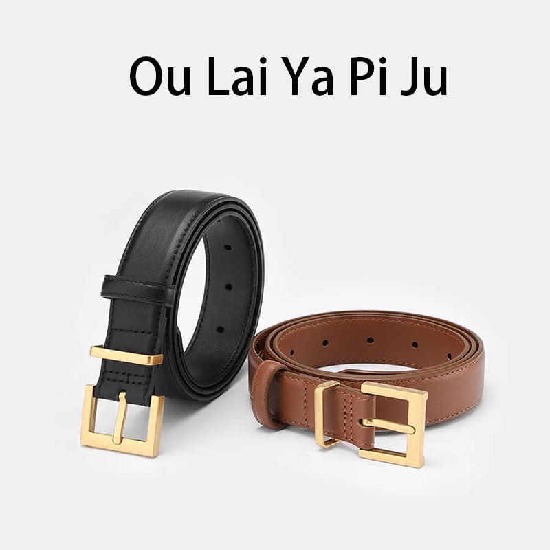 New Luxury Double Genuine Leather Belt for Women