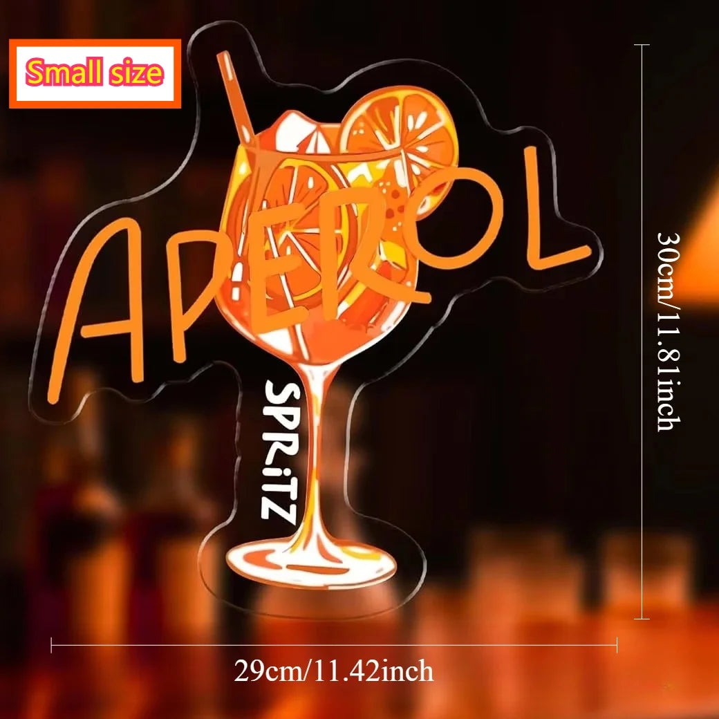 Bartender Black Aperol Spritz LED Neon Sign