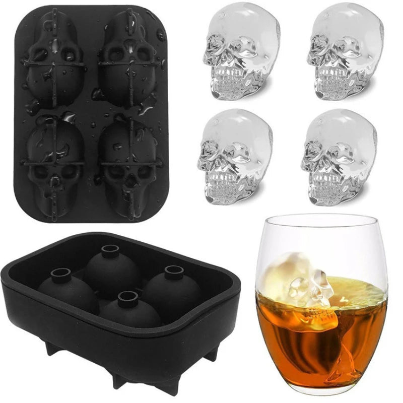 3D Skull Mold Whiskey Ice Cube Tray