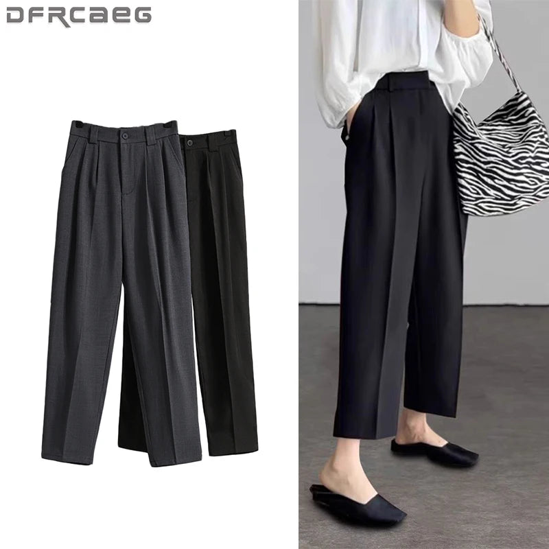 Bartender Black Women's High-Waist Straight-Leg Pants