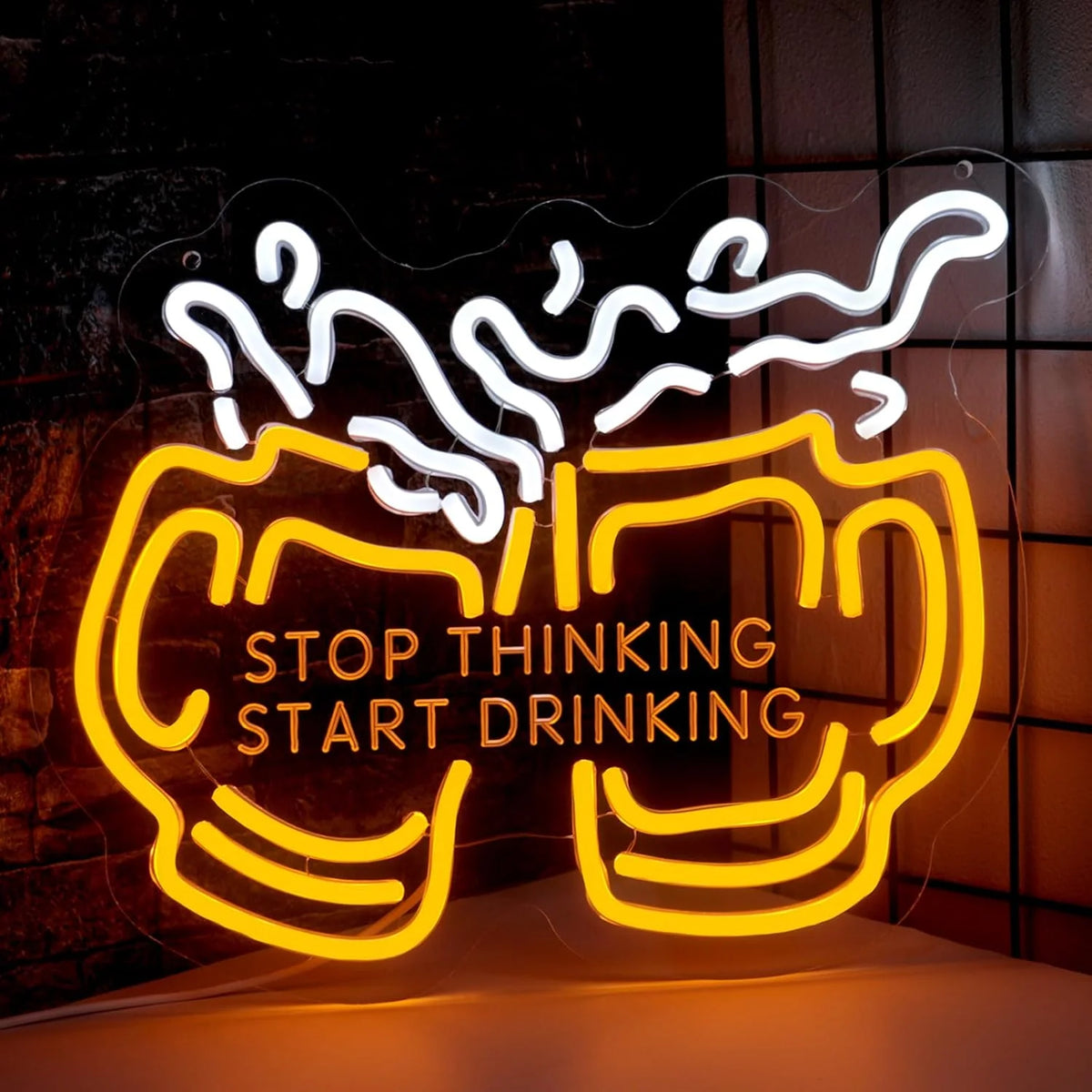 Bartender Black Stop Thinking Start Drinking Neon Sign