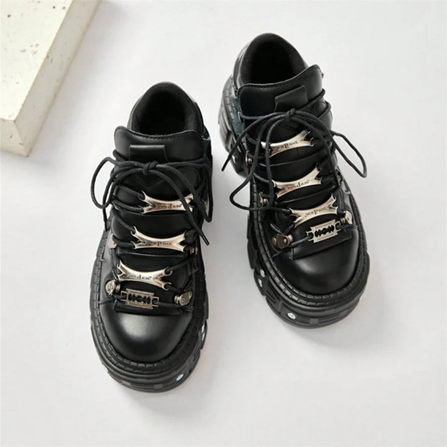 Punk Style Women Black Shoes