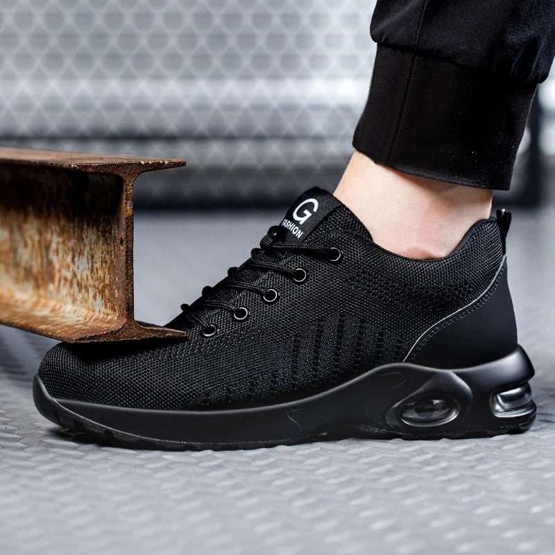 Bartender Black Men's Steel Toe Safety Work Shoes