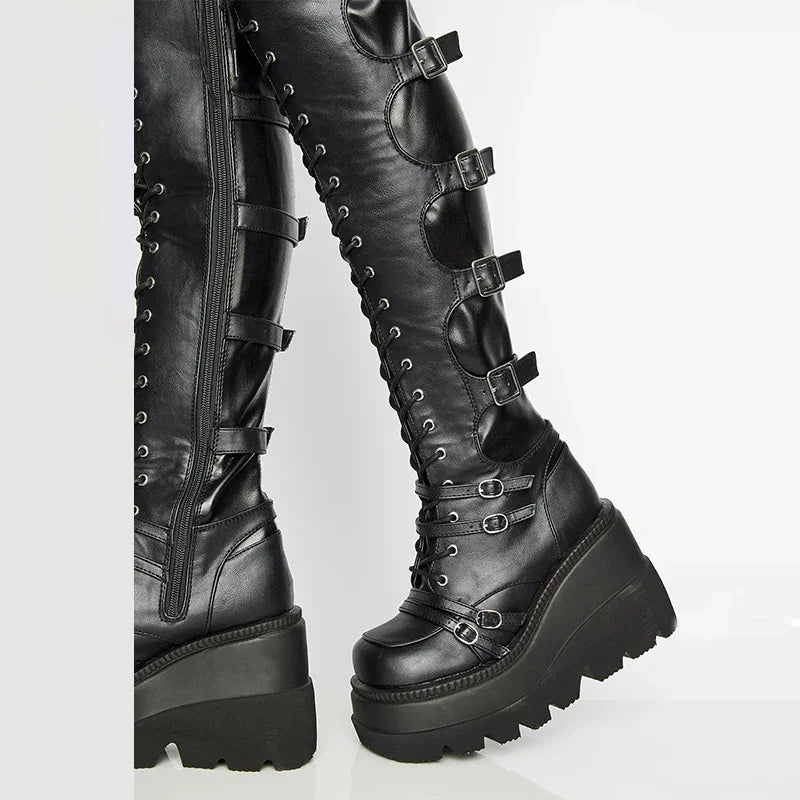 Punk Over-the-knee Boots Women Platform Heels